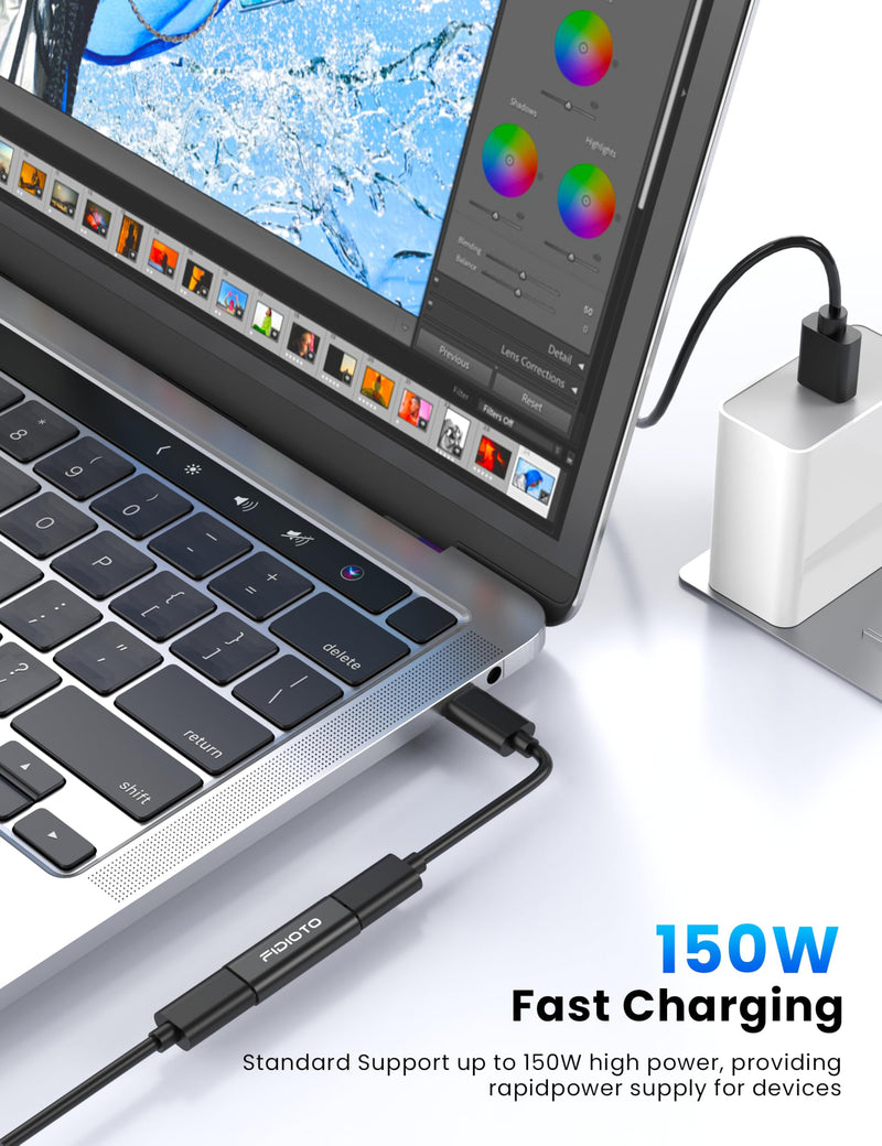 Fidoto 10 Pack USB C Female to Female Adapter, PD 3.1 USBC Coupler, 100W Type C Extender, 10Gbps Double Female Connector with 8K@60Hz Video, Data Transfer, Charging (Black) Black 10 PCS