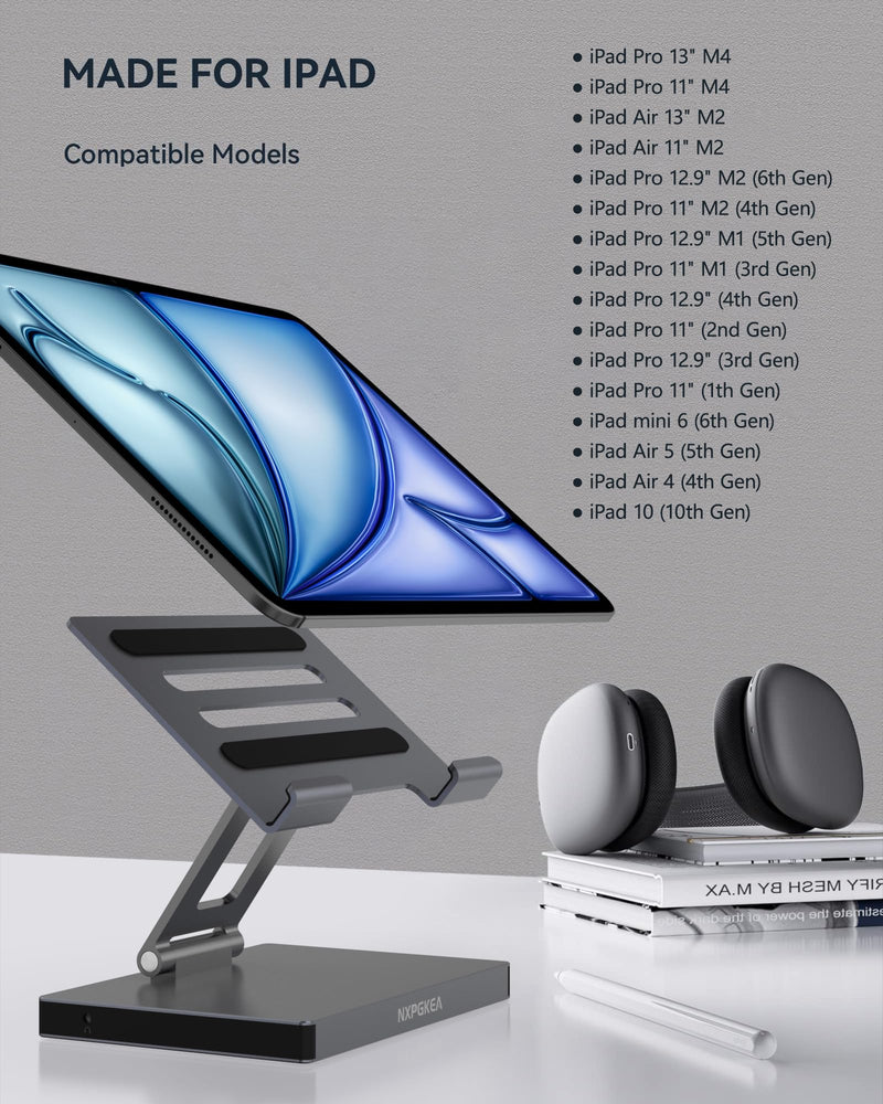 iPad USB C Hub Stand, 9-in-1 Multiport Adapter for iPad Pro M4 M3 M2 13 12.9 11 Inch Docking Station Foldable with 4K60Hz HDMI, RJ45 Gigabit Ethernet, SD/TF Card Reader, USB 3.0, 3.5 mm Audio ST901