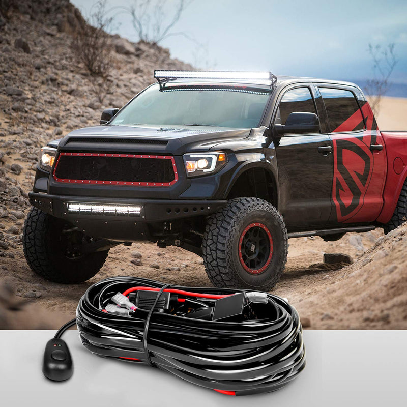 Nilight 16AWG Off-Road LED Light Bar Wiring Harness Kit 12V Relay On/Off Rocker Switch -2 Leads,2 Years Warranty 16AWG-2 Lead