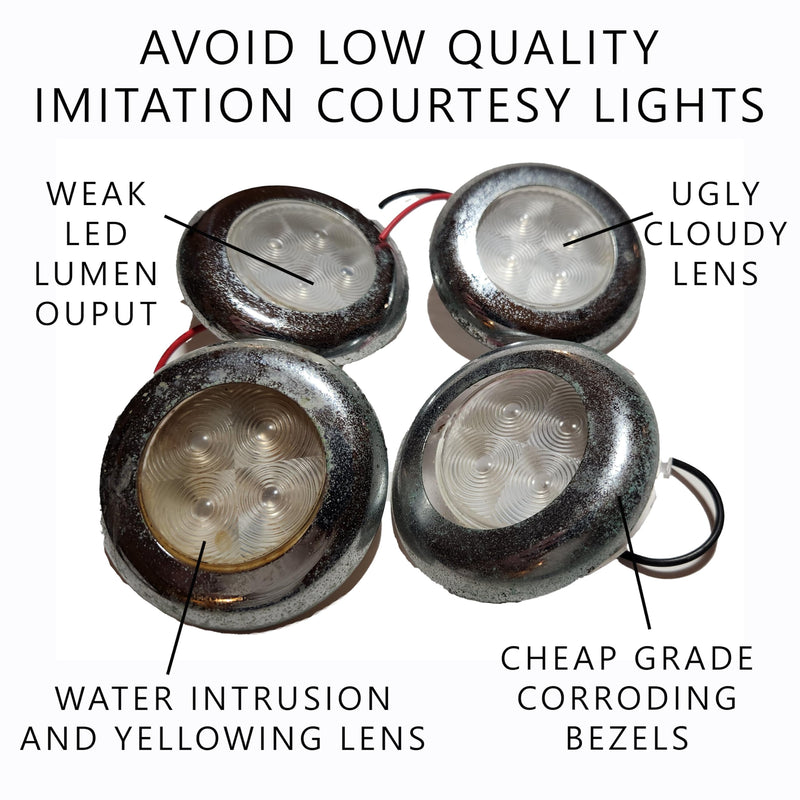 Wave One Marine SURFACE Mount 2.75" RGBW Internal Driver LED Courtesy Boat Light | RV Accent | Interior Exterior Deck Transom Cockpit T Top | Waterproof IP68 (Stainless Bezel) Stainless Bezel (2.75")