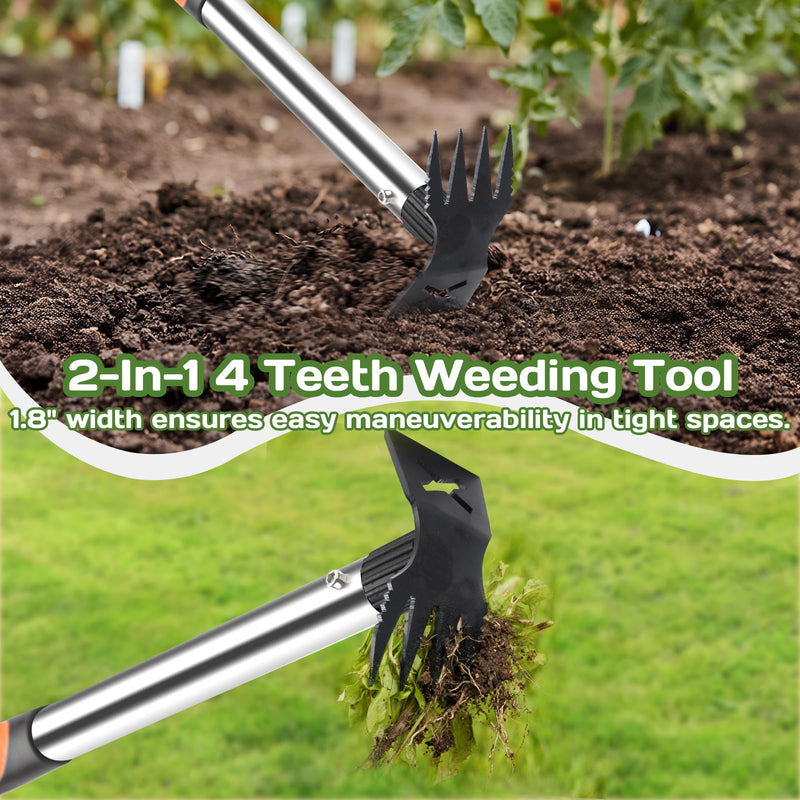 3 Pack Weed Remover Tool Manual Weeders Set, Hand Held Weed Puller Crack Weeder Tool Moss Scraper Combo with 16" Handle, Heavy Duty Weeding Tool for Block Paving Sidewalk Patio Garden Flower Bed
