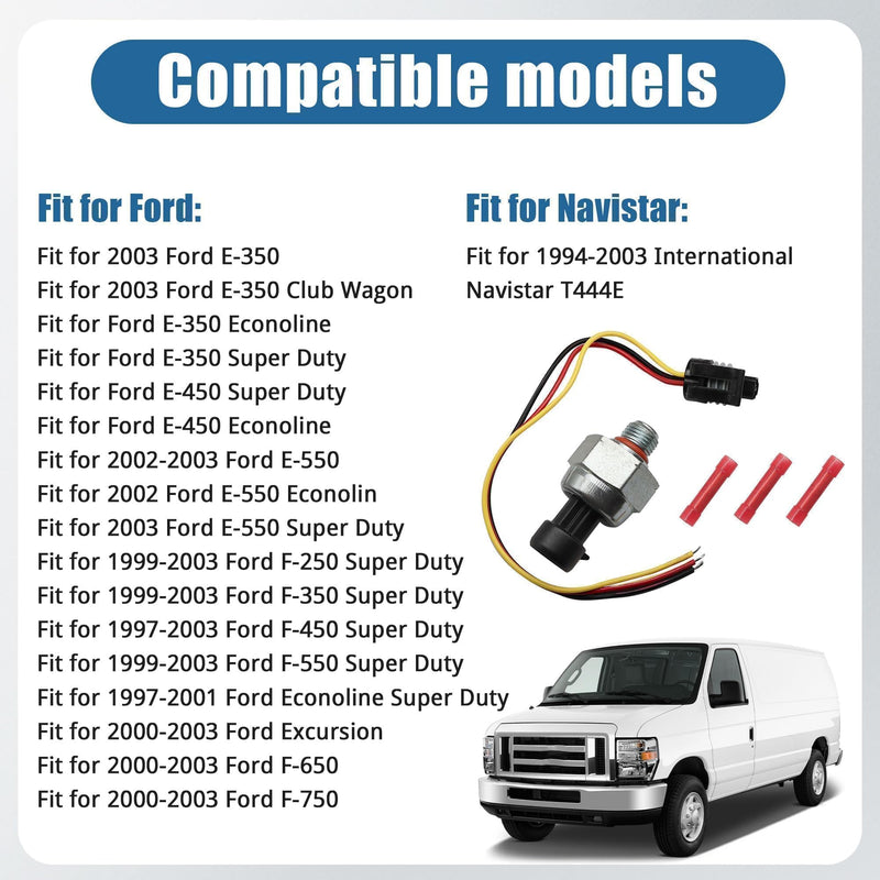 F6TZ-9F838-A ICP Sensor with Harness Kit Injection Control Pressure Fit for Ford Vehicles - 7.3 Powerstroke E-350 F-250 F-350 Super Duty Replaces # F6TZ-9F838-A F4TZ9F838A 1807329C92 CM5227