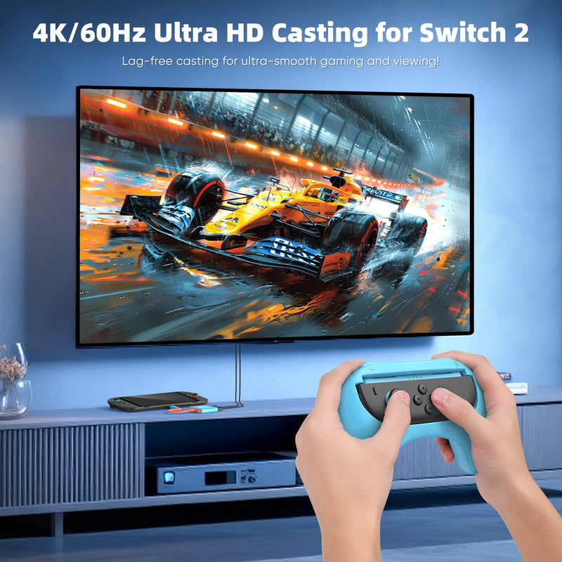Switch 2 TV Dock, Travel Accessories for Nintendo Switch 2 Docking Station, Support 4K@60Hz TV Mode, Portable TV Adapter for Home/Travel/Party with HDMI 2.0/PD 100W/USB 3.0 Port