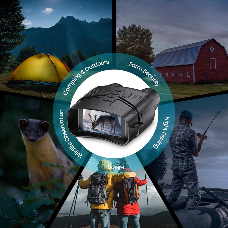 Night Vision Goggles for Adults, 4K Night Vision Binoculars with 5000mAh Rechargeable Battery and 32GB TF Card for Hunting, Wildlife Observation and Security Dark Black