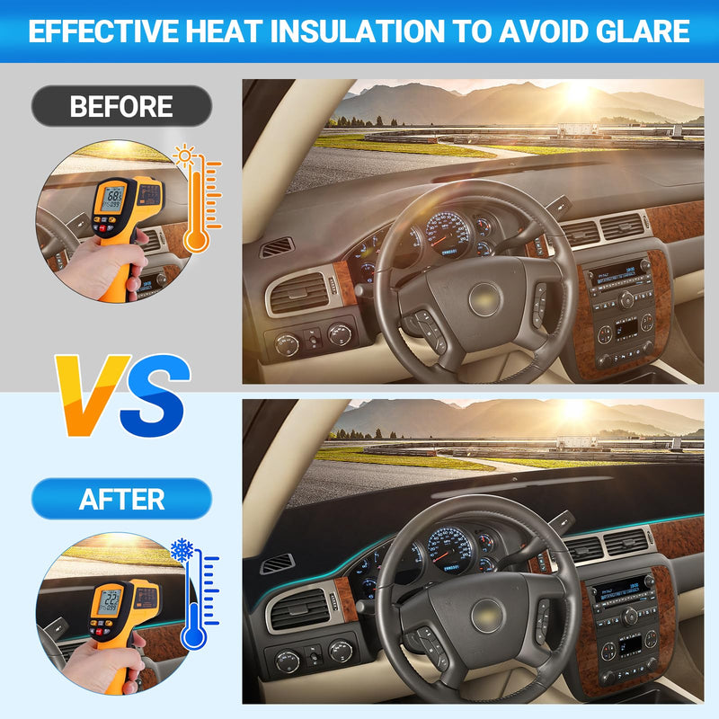 Dashboard Cover Dash Mat Compatible with GMC Sierra Chevy Silverado 2007-2013 Dash Covers - Models with Two Glove Boxes 2007-2013 Chevy Silverado