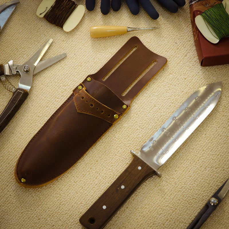 Tourbon Leather Garden Pruning Shears Folding Saw Double Holster Gardening Soil Knife Sheath Pouch Multipurpose Tool Holder for Belt, Brown