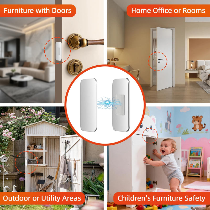 Jiayi No Drill Cabinet Door Magnet for Closure, 12 Pack Magnetic Drawer Closure with Ultra Thin Adhesive Catch, Door Magnetic Catches for Kitchen, Pantry, Keep Cabinets Closed Securely, Easy Install Silver
