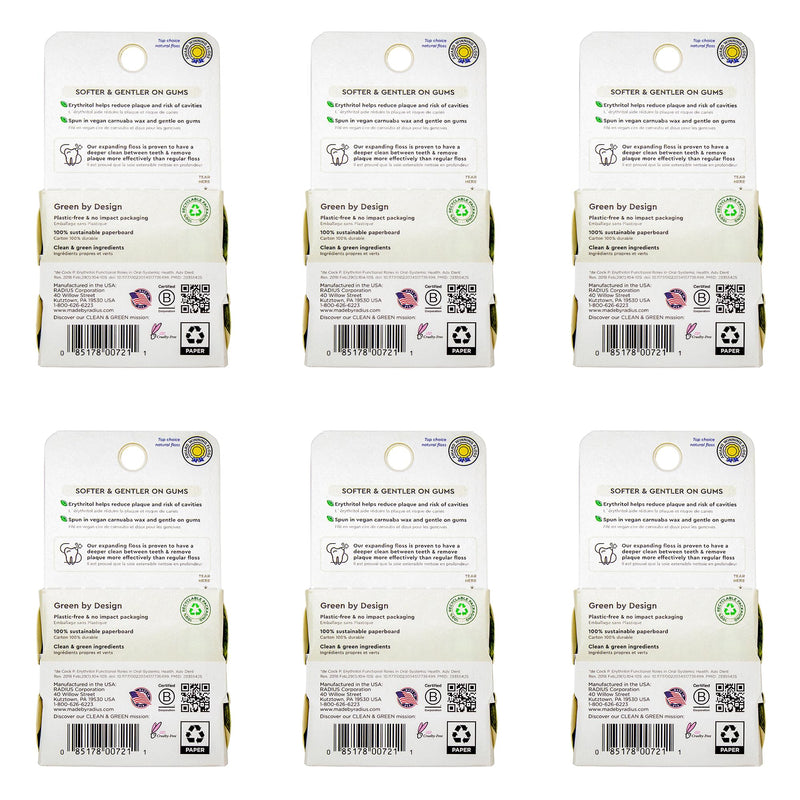 Radius Dental Floss, Sponge Floss, Clove Cardamom, 55 Yards, Vegan & Non-Toxic Oral Care Designed to Help Fight Plaque, Pack of 6 1 Count (Pack of 6)