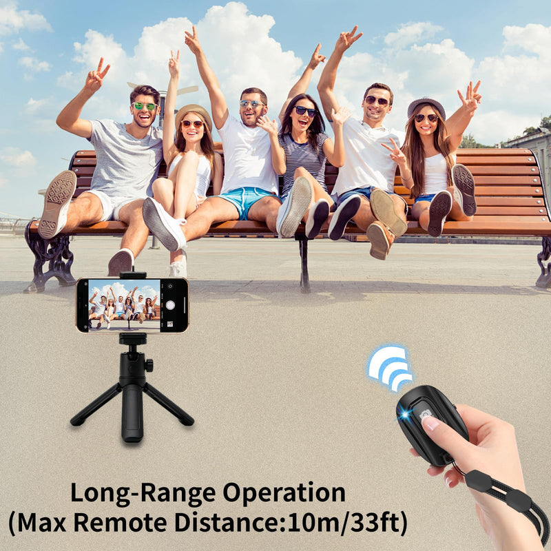 Bluetooth Camera Remote Shutter for iPhone and Android Smartphones, Rechargeable Wireless Phone Remote Control,Selfie Button for Photos and Videos, Charging Cable Included-Black 1