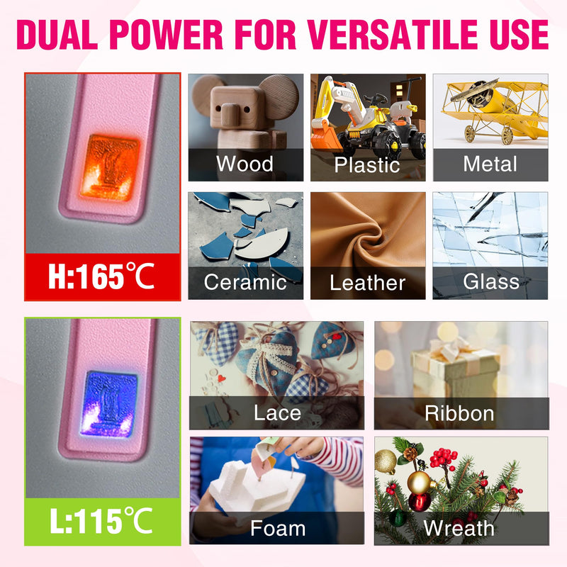 WORKPRO Cordless Hot Glue Gun, 30s Fast Preheating, 7.2V Dual-Temp Glue Gun Kit with 50pcs Glue Gun Sticks, Storage Bag, USB-C Charging Cord, 2600mAh Battery for DIY and Crafting Pink