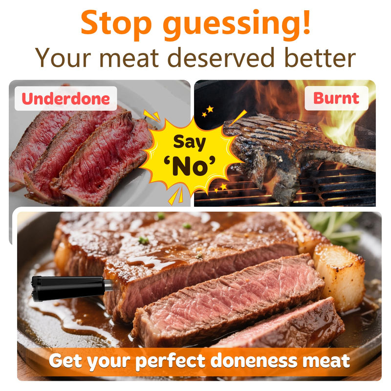  [AUSTRALIA] - Real-Time Alerts Wireless Meat Thermometer - Smart Bluetooth Meat Probe for Grill, BBQ, Oven, Smoker - Long Range Bluetooth, Accuracy Temp, Dishwasher Clean, Waterproof - Perfect for BBQ Lovers 1