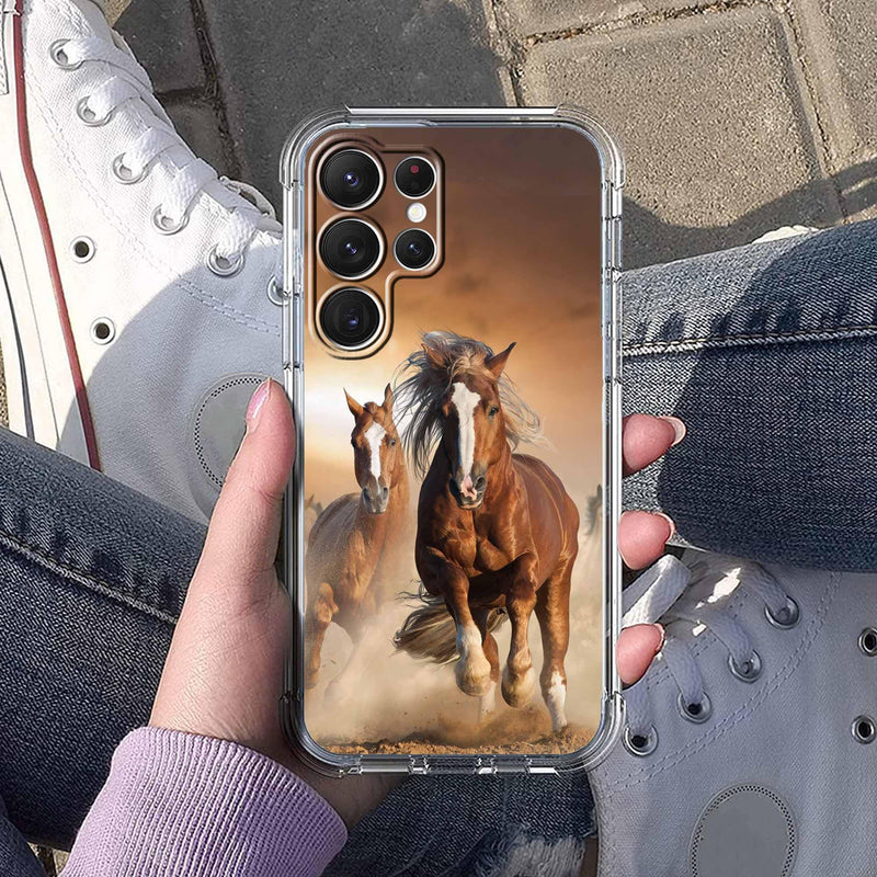 Case for Samsung Galaxy S26 Ultra with Horse Design,Brown Running Animals Pattern,Clear Slim Soft TPU Bumper Phone Cover,6.9”(Horse,Sx26u)