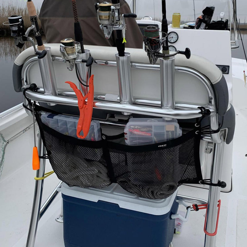 Boat Storage Bag Marine Suspended Storage Comparments Mesh Storage Bag,Boat Seat Organizing Bag,with Elastic Ring 2 Pocket
