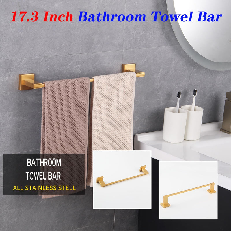 GERZWY 18-Inch Gold Towel Rack, Single Towel Bars for Bathroom, Wall Mounted Stainless Steel Hand Towel Holder JG1901A45-BE