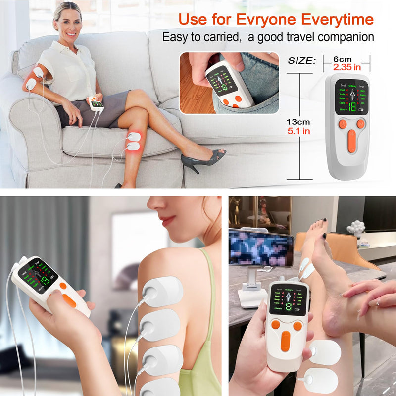 TENS Unit EMS Muscle Stimulator, Dual Channel Muscle Stimulator Machine for Back Neck Shoulder Pain Relief, Low-Frequency Multi-Function Physiotherapy Instrument Large Screen Electric Pulse Massager