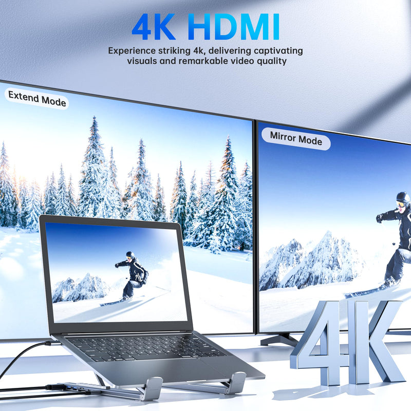 Laptop Docking Station Stand with 4K HDMI, 8 in 1 USB C Hub PD 100W/ USB 3.0/ TF/SD Card Reader, Tablet Dock Station for MacBook Pro/Air, Dell, HP, Lenovo ThinkPad, Dell, HP, ASUS, Chromebook M57
