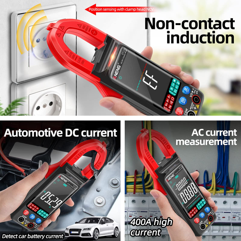 ANENG Clamp Meter Multimeter Tester Auto Ranging TRMS 6000 Counts AC/DC Current Voltage Ohm Volt Amp Meter Meansures NCV Continuity Diode Resistance Capacitance Null/Fire Wire Electrical Tools