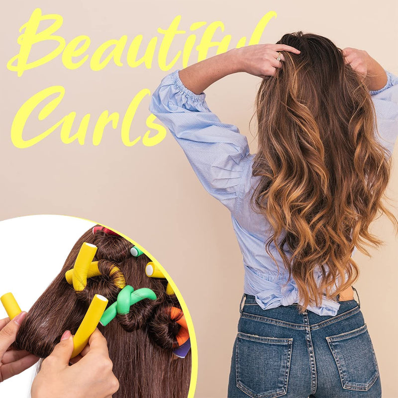 xincx 42Pcs 7" Heatless Bendy Hair Rollers,Overnight Curlers for All Hair | Flexi Curling Rods for Sleep Styling,with Hair Dryer Bonnet for Quick Shaping(Black),No Heat Foam Rollers for Salon,Travel Black