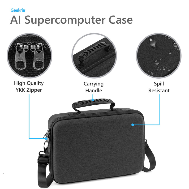 GEEKRIA Mini PC Hard Shell Travel Case, Compatible with NVIDIA DGX Spark, ASUS Ascent GX10, msi EdgeXpert 13SUS, GIGABYTE AI TOP Atom, AI Supercomputer Carrying Bag (Dark Gray)