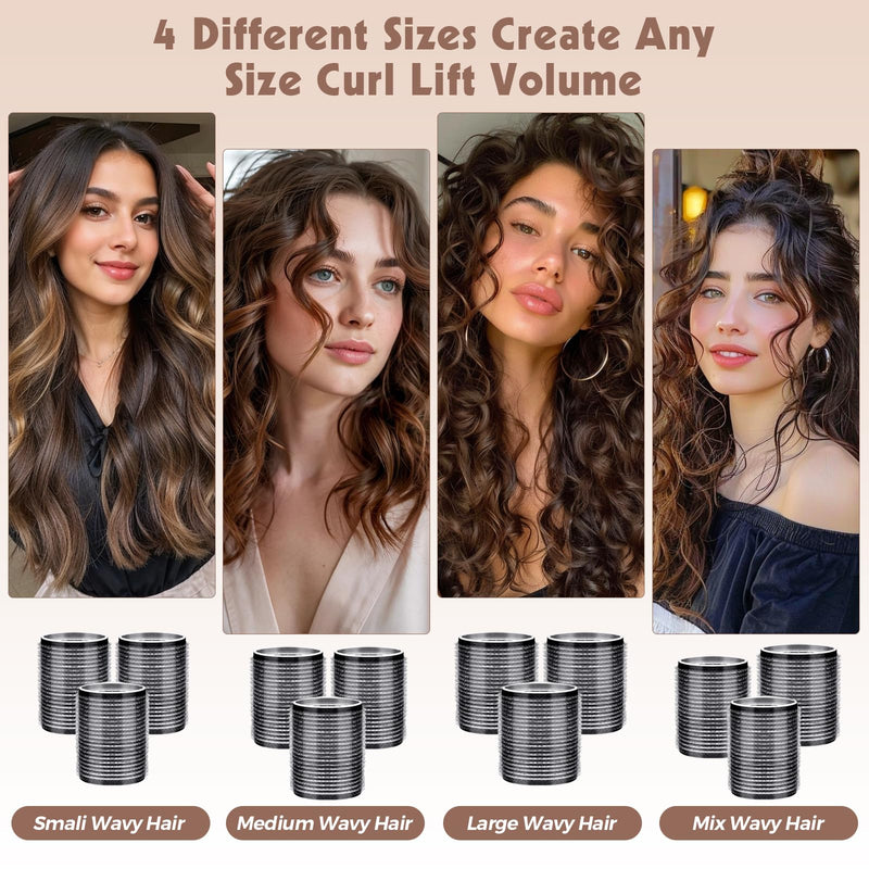 50PCS Hair Rollers, Hair Curlers Velcro Rollers 4 Sizes 60mm 48mm 36mm 25mm with 24 Clips Curlers Rollers for Long Medium Thick & Fine Hair DIY Styling