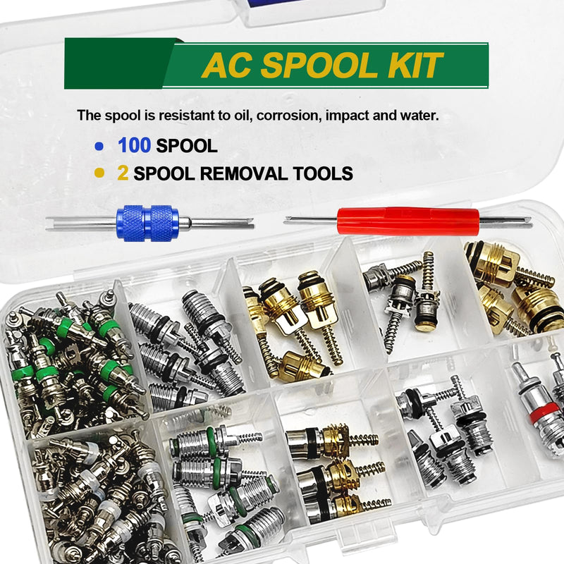 Car A/C Repair Kit, 270PCS O-Ring Set + 102PCS Car Air Conditioner Valve Core Kit with Double Head Install Tool, A/C R12 R134a Refrigeration Tire Valve Stem Cores, O-Ring Seals Kit