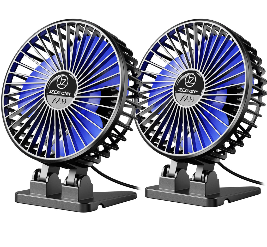 JZCreater USB Desk Fan, Mini Fan Portable, 3 Speeds Desktop Table Cooling Fan, Plug in Power Fan, Rotation Strong Wind, Quiet Personal Small Fan for Home Desktop Office Travel Bedroom, Black (2Pack) Black 2Pack