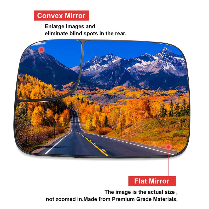 Heated Mirror Glass Left Driver Side Compatible with Dodge Ram 1500 2500 3500 2005 2006 2007 2008 2009 Replace# 5161011AA With spotter mirror Driver Left Side