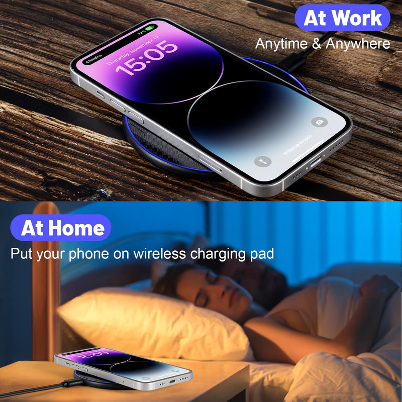 Wireless Charger, 15W Max Fast Wireless Charging Pad Compatible with iPhone 15/15 Pro/15 Plus/15 ProMax/14/14 Pro/14 Plus/13/12/Samsung S24 /S24Ultra/S23 Ultra/S22/S21/S20/Note 10, AirPods Pro