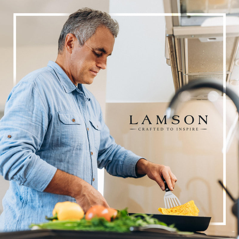 Lamson 3" x 6" Chef's Slotted Turner with Ultra Durable Handle - Left Hand Black