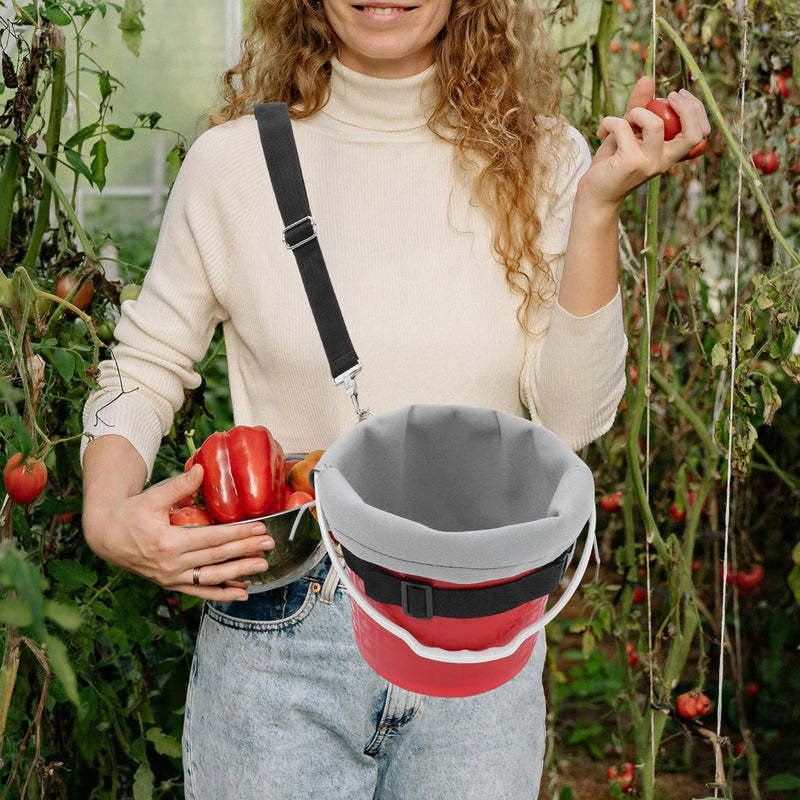 Portable Fruit Picking Basket with Adjustable Crossbody Strap and Waist Belt for Efficient Harvesting of Blueberries Cherries and Tomatoes Protective Lining for Fresh Collection