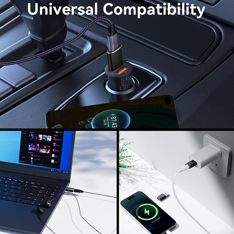 6 Pack USB C Female to USB Male Adapter, Type C to USB A Charger Cable Converter for iPhone 11 12 13 14 15 16 17 Pro Max, iPad Pro Air 4 Mini 6, Samsung Galaxy S25 S24 S23 S22, Google Pixel (Black) Black