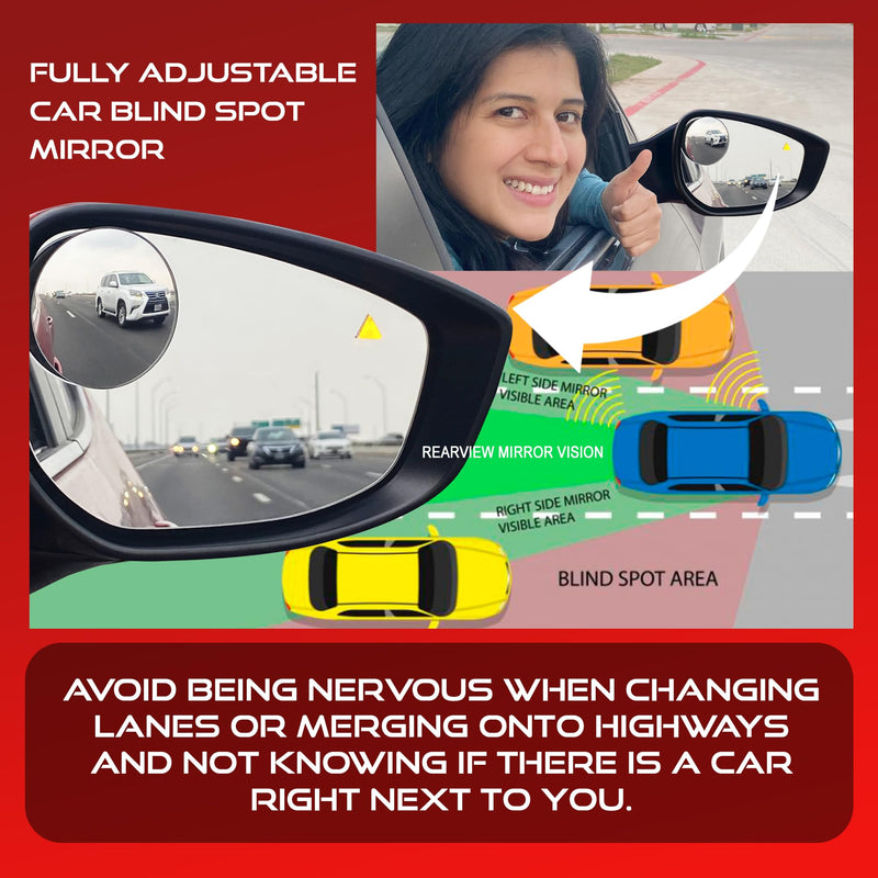 2.5" Unique Convex Blind Spot Side: Rear View - Truck And Car Rearview Mirror - Automotive Exterior Blindspot Accessories For Men & Women - Auto Parts (2pack)