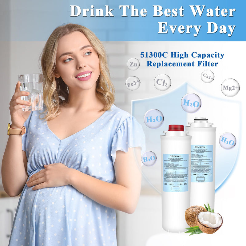 51300C Water Filter, Replacement for Elkay 51300C EWF3000 Filters By NSF/ANSI 42 Certified, Compatible with Ezh2o Filter Replacement Bottle Stations, High Capacity Filter 3000 Gallon (No Chip) Pack of 1 11-3/5 in