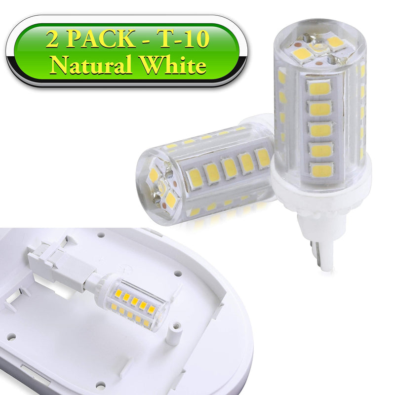 Leisure LED 2 Pack RV LED Light Bulbs 450LM Natural White 4000K T10 921 922 912 33SMD LED Replacement Light Bulbs for RV Indoor Lights 10-30V (Natural White 4000K, 2-Pack) 2 Count (Pack of 1)