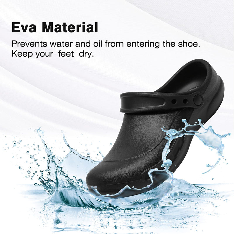 Unisex Oil Resistant Waterproof Chef Shoes Non Slip Kitchen Shoes for Men 10 Wide Women/9 Wide Men Black