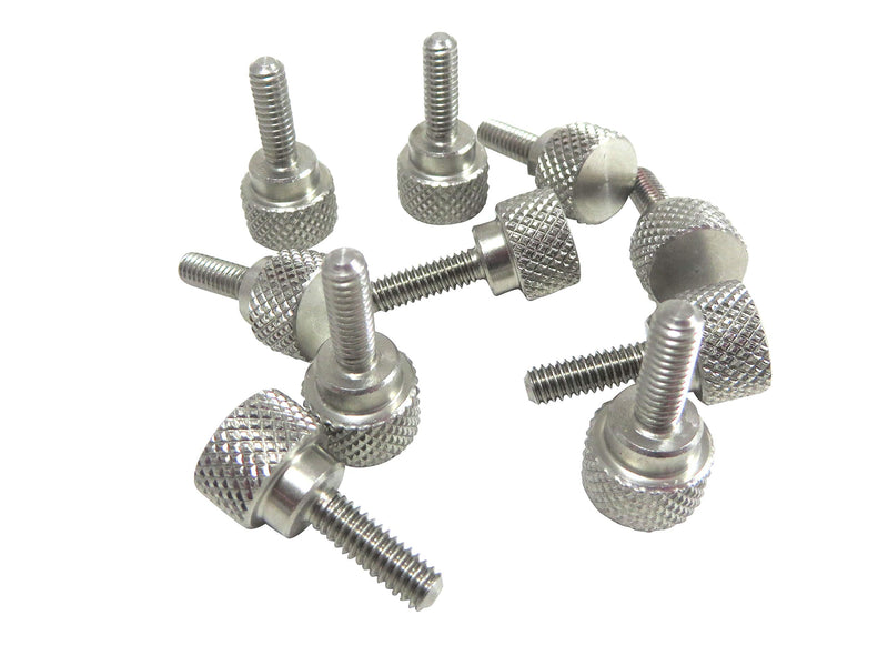 10 Pack 1/4-20 x 3/4 Inch Threads 303 Stainless Steel Diamond Knurled Thumb Screws Knobs with Straight Shoulders Right-Hand Threads SAE Flat Tip Uncoated