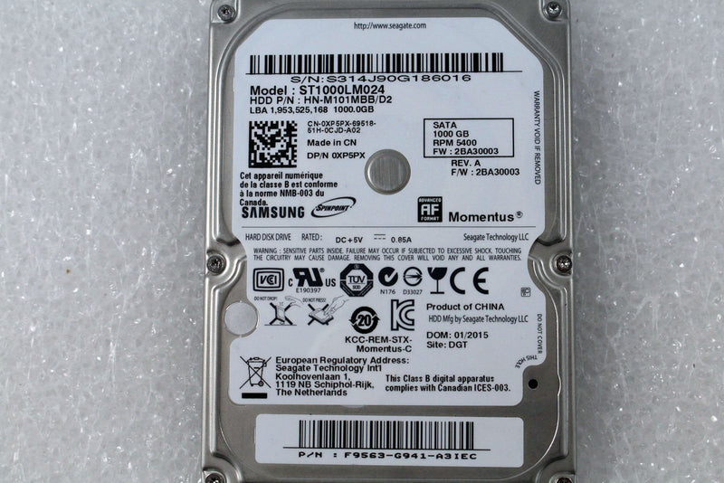 Seagate Momentus 1 TB 2.5-Inch SATA III 5400 RPM 8MB Cache Hard Drive Bare (ST1000LM024)