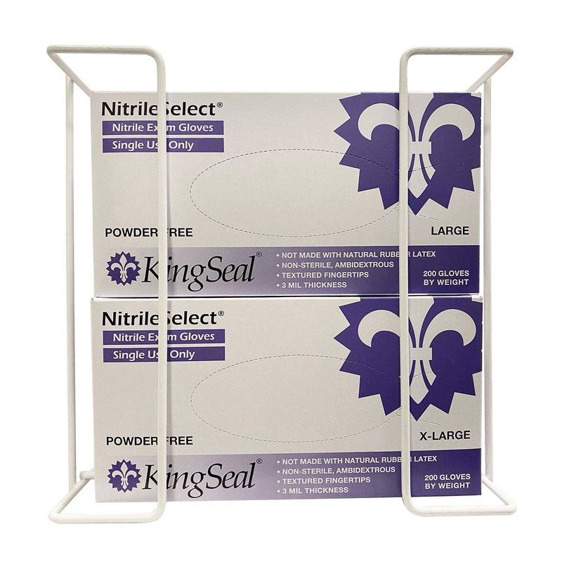 1 Each | Disposable Glove or Tissue Box Holder, TRIPLE (3-Box) Glove Rack, Wall Mounted Universal Box Holder, for Larger Sized Boxes, White - 1 Glove Rack