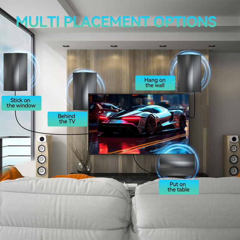2026 TV Antenna 5000+ Miles, 8K 4K HDTV with Signal Booster | Works with all Smart TVs and digital devices, supports both indoor and outdoor installation for flexible use. Large