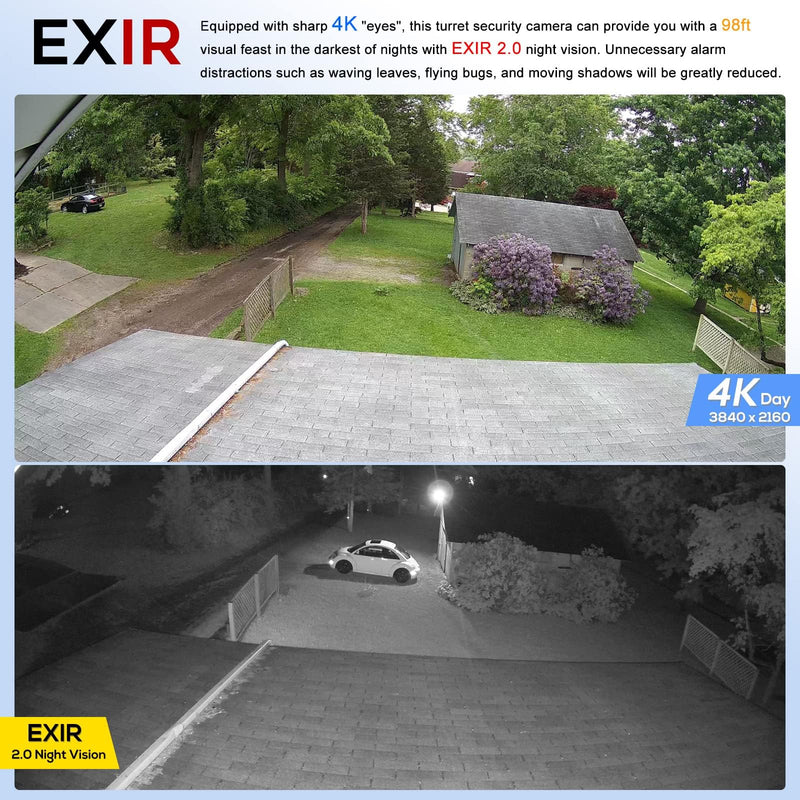 PANOEAGLE 4K PoE IP Security Camera Outdoor, 8MP Turret IP Camera with Human/Vehicle Detection, 2.8mm Lens Wide Angle, Built-in Mic,98ft EXIR Night Vision, IP67 Waterproof,NDAA Complaint, PG2385IG 8MP IR