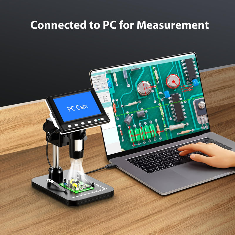 4.3'' IPS Coin Microscope, 1000X Magnification Digital Microscope for Adults，Coin Collection Supplies with 8 Adjustable LEDs，Windows Compatible，32GB TF Card