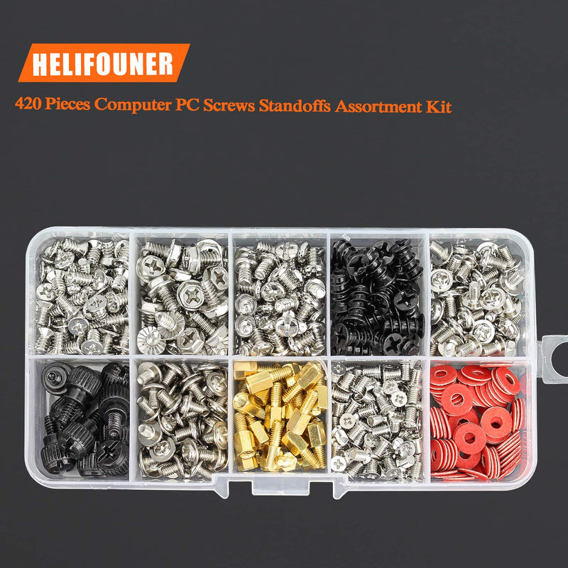 420 Pieces Computer Standoffs Screws Assortment Kit for 2.5" SSD, Hard Drive, Computer Case, Motherboard, Fan Power Graphics