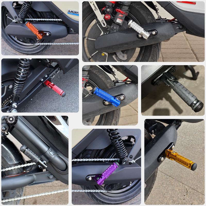 XINGWU M8 Motorcycle Foot Pegs 90 Degree Foldable Bike Pegs CNC Anti-Skid Universal for Super 73 Yamaha Honda Suzuki Aprilia Electric Car Motorbike Scooter Mini Bike Ebike Dirt Bike Go Kart (Black) Black