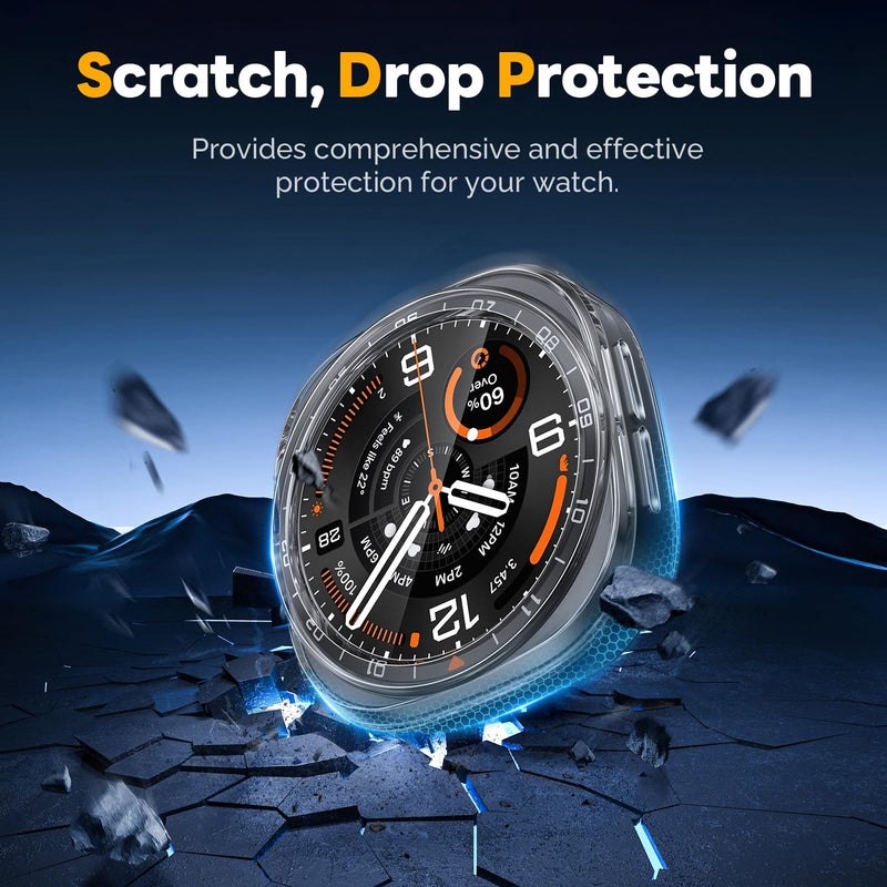 Misxi [2+2 Pack] Case and Screen Protector for 47mm Galaxy Watch Ultra 2 | Bumper Cover and Auto-Alignment Tempered Glass for Samsung Galaxy Watch Ultra2, Anti-Scratch Protection, Transparent Transparent(2-Pack) Galaxy Watch Ultra 2 [47mm]