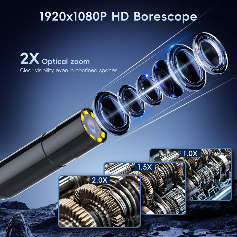 50FT Endoscope Camera with Light -IP67 Waterproof Borescope Inspection Camera with 4.3" IPS Screen, 1080P HD Sewer Tools with 8 Adjustable LEDs, Snake Cameras for Father's Day 50ft