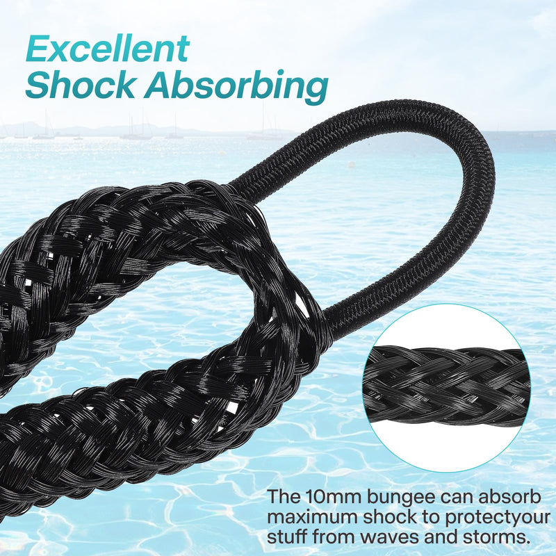 Bungee Dock Lines - Boat Ropes for Docking with 316 Stainless Clips, Built in Snubber,Dock Mooring Lines Rope | Docking Accessories & Boating Gifts for Men (Blue, 2 feet to 2.6 feet) Blue