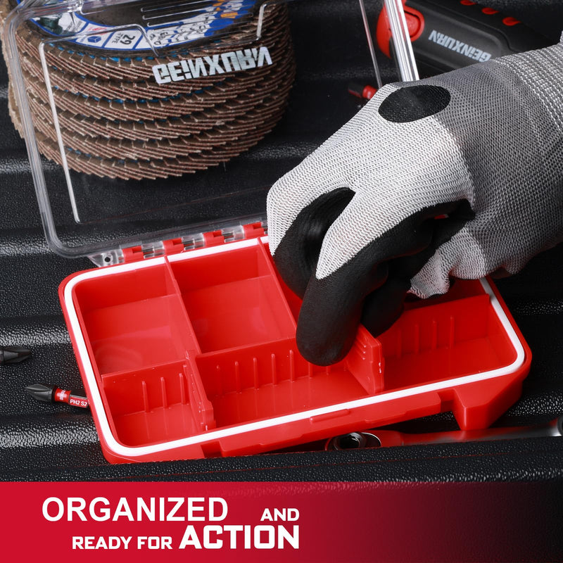 IPX4 Waterproof Small Storage Parts Organizer, Small Parts Case with Removable Dividers, Screwdriver Bit Set Box(2 Boxes) DMBQC-7D