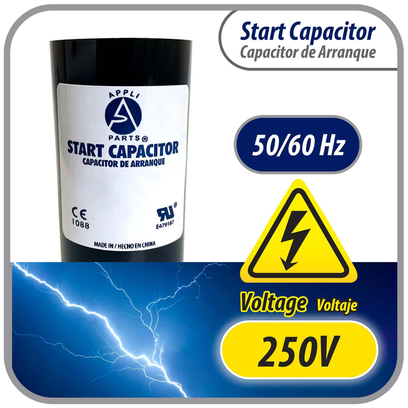 Appli Parts CON-400-250 Motor Start Capacitor 400-480 MFD uF, 250 VAC. Universal for Electric Motor Applications, 1.75 in Wide, 3.38 in Height