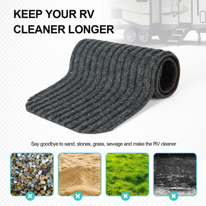 RV Step Covers 4 Pack RV Step Rug, RV Stair Covers Carpets for Mobile Home, Camper, 24 inch Wide (24”*7.5”, Black) 4 Pack 24 x 7.5 inch