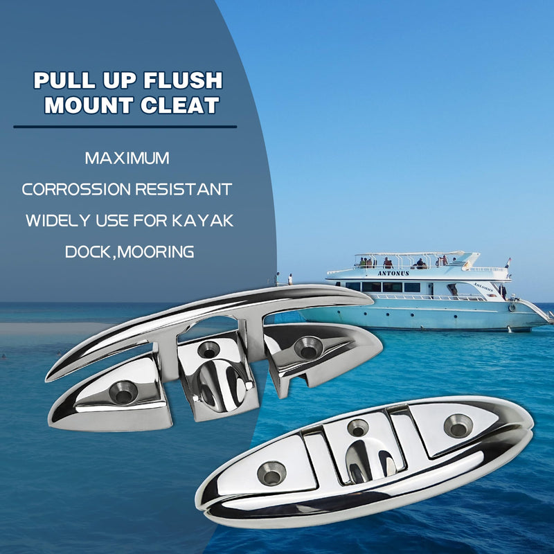 Folding Boat Cleats 5" 6" 316 Stainless Steel Flip up Dock Cleats Marine Grade Rope Cleat for Deck, Yacht with Fasteners 5" 1 Pack